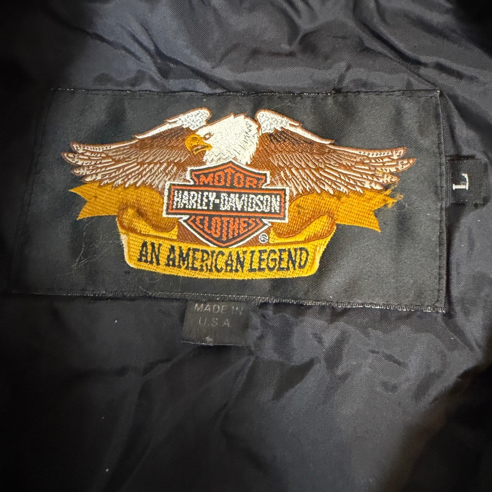 Vintage Harley Davidson Racing Jacket Mens Large Black Nylon Bomber Made in USA - Picture 2 of 7